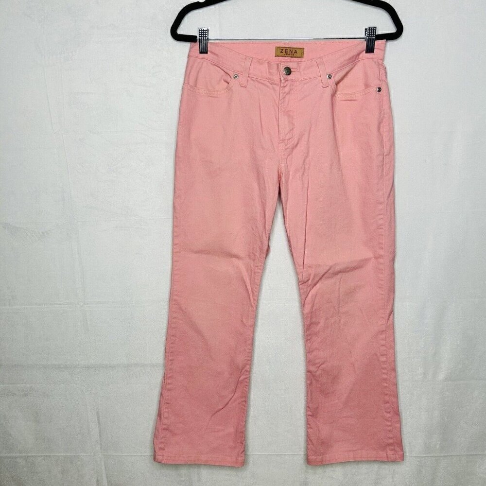 Vintage Zena Jeans Pink Denim Pants Size 30x27 Flare Leg Stretch